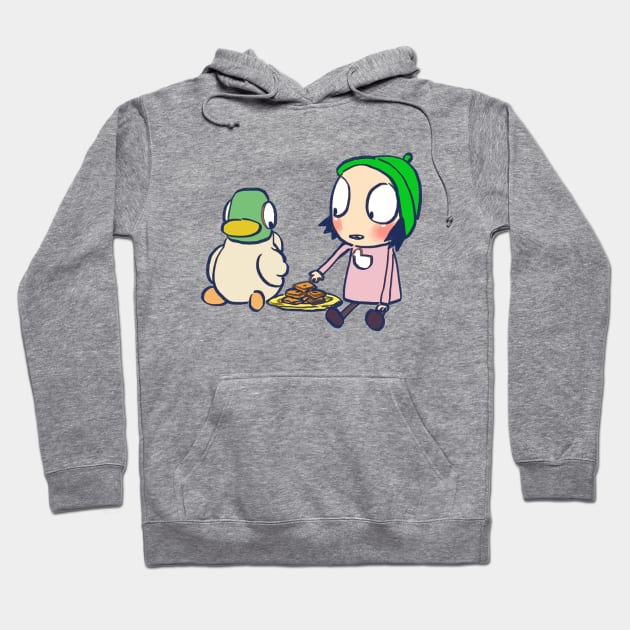 sarah and duck sharing cookies / children's cartoon Hoodie by mudwizard